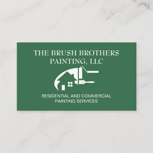 Green Professional House Painter Business Card (Front)