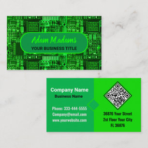 Green Professional Printed Circuit Board QR Code Business Card