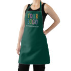 Green Promotional Apron Custom Business Logo Bulk