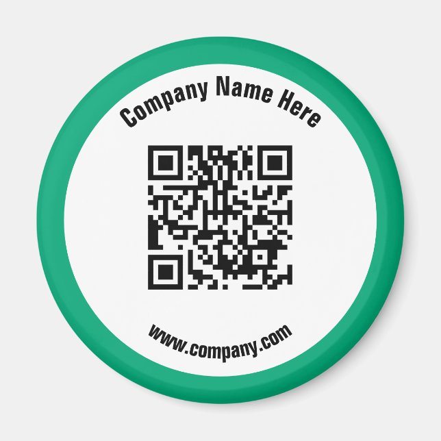 Green Promotional Business Name QR Code  Magnet (Front)
