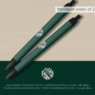 Green Promotional Custom Logo Black Ink Pen