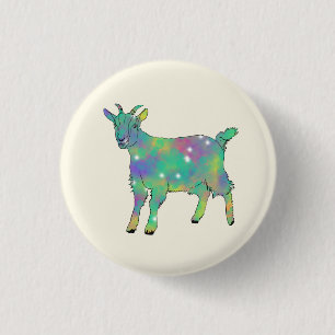 Green Psychedelic Art Goat Funny Animal Design 3 Cm Round Badge