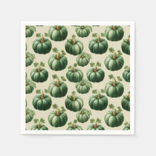 Green Pumpkin Autumn Home Design Throw Pillow Napkin