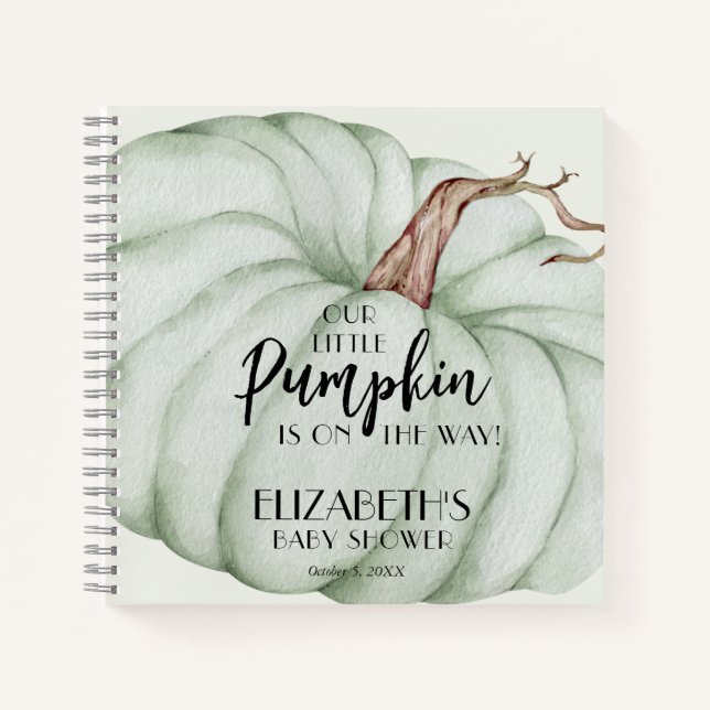 Green Pumpkin Baby Shower Guest Book (Front)