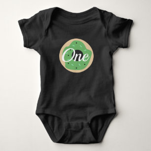 Green Pumpkin Doughnut First Birthday Halloween Baby Bodysuit