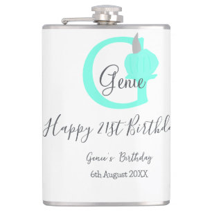 Green pumpkin fall birthday 21st grey pastel hip flask