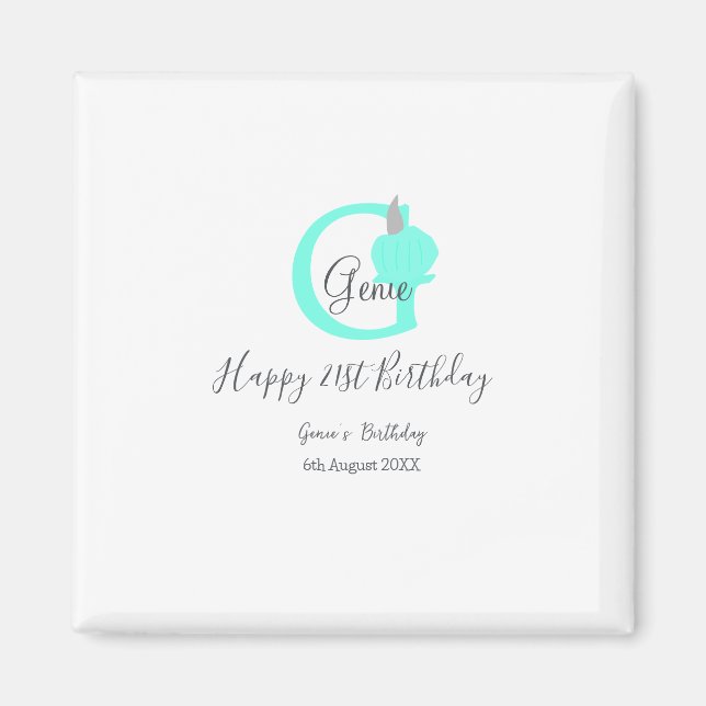 Green pumpkin fall birthday 21st grey pastel magnet (Front)