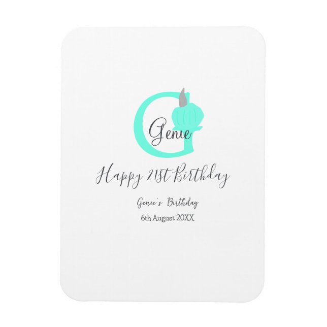 Green pumpkin fall birthday 21st grey pastel magnet (Vertical)