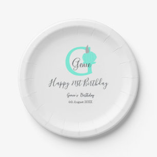 Green pumpkin fall birthday 21st grey pastel paper plate