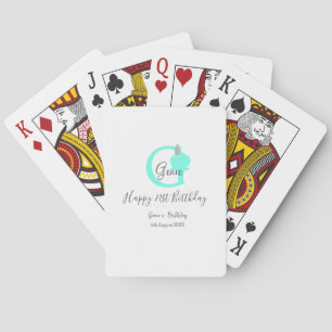 Green pumpkin fall birthday 21st grey pastel playing cards