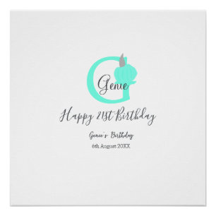 Green pumpkin fall birthday 21st grey pastel poster