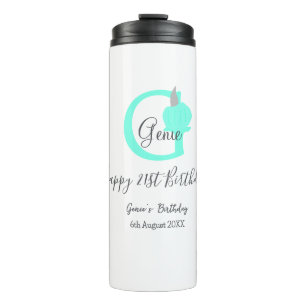 Green pumpkin fall birthday 21st grey pastel thermal tumbler