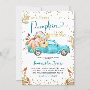 Green Pumpkin Truck Baby Shower Invitation