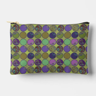 Green Purple Abstract Circle Pattern Accessory Pouch