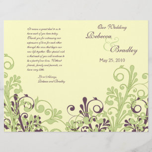 Green & Purple Abstract Floral Wedding Program