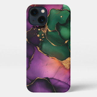 green purple alcohol art girly gold iPhone 13 case