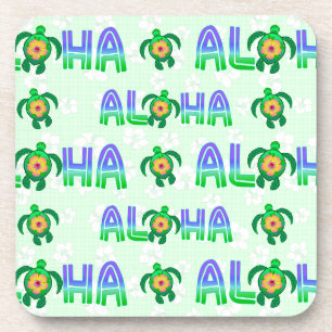 Green Purple Aloha Hawaiian Tropical Turtle Coaster