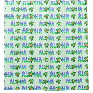 Green Purple Aloha Hawaiian Tropical Turtle Shower Curtain