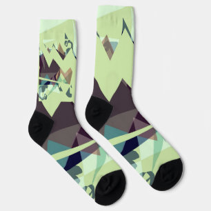 Green, Purple, and Blue Geometric Mountains Socks