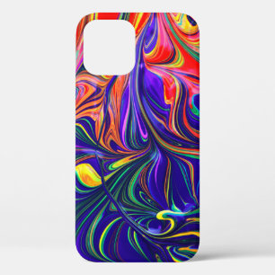 Green purple and orange abstract painting iPhone 12 case