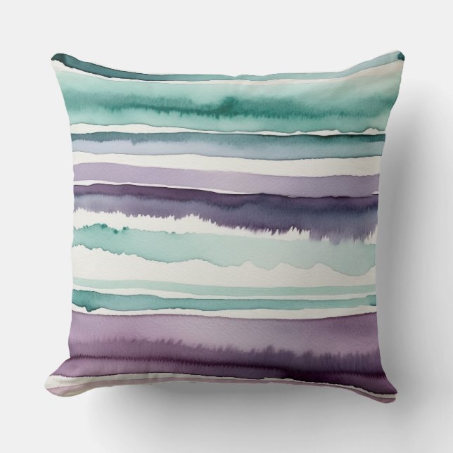 green purple and white abstract stripes cushion (Front)