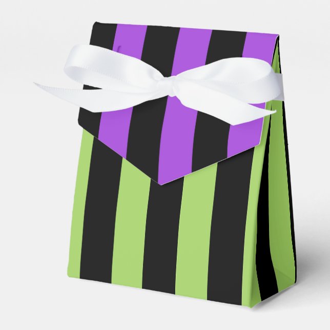 Green Purple & Black Halloween Stripe Party Favour Box (Front Side)
