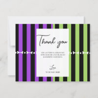 Green Purple & Black Halloween Stripe Thank You