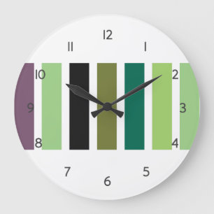 Green Purple Black Hues Large Clock
