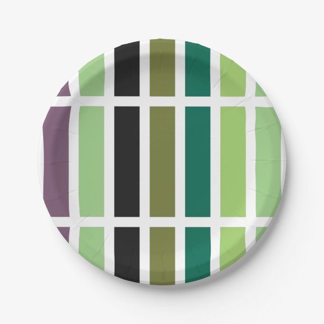 Green Purple Black Hues Paper Plate (Front)