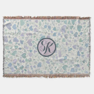 Green Purple Blue Love Hearts Throw Blanket