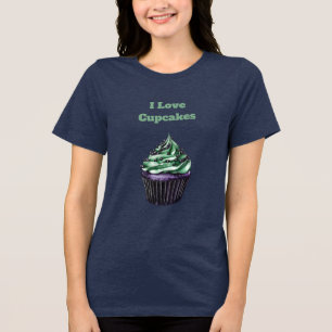Green Purple Cupcake Tri-Blend Shirt