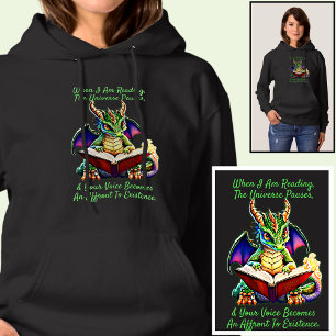 Green Purple Dragon Warning Reading Book Voice Hoodie