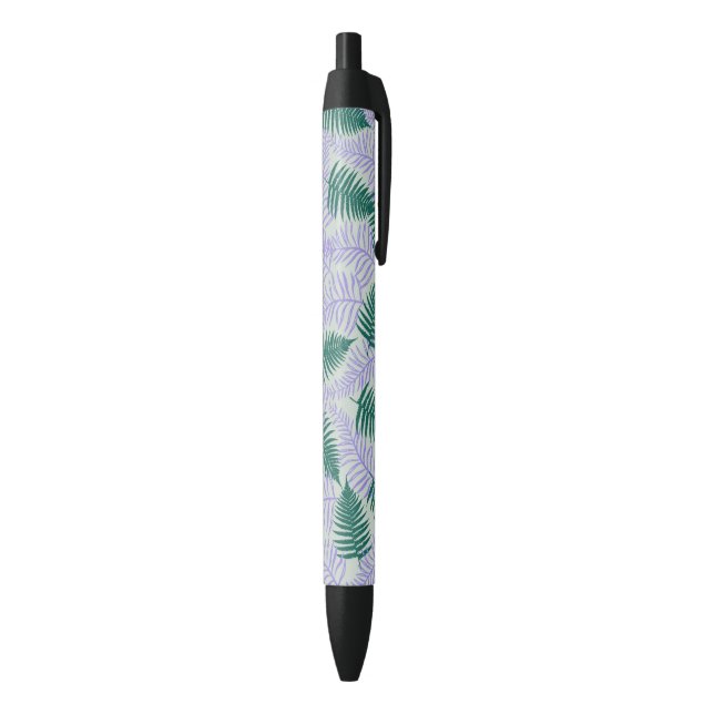 Green Purple Fern Leaves Retro 70s Flower Pattern Black Ink Pen (Bottom (Vertical))