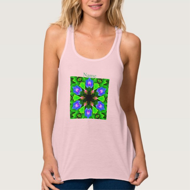 green/purple geometric flowers singlet (Front)