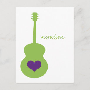 Green/Purple Guitar Heart Table Postcard 2