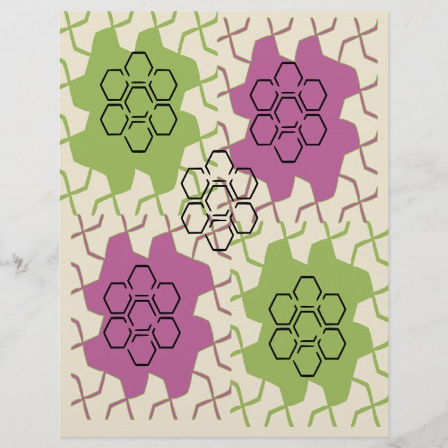 Green & Purple Hexagon Scrapbook paper:  (Front)