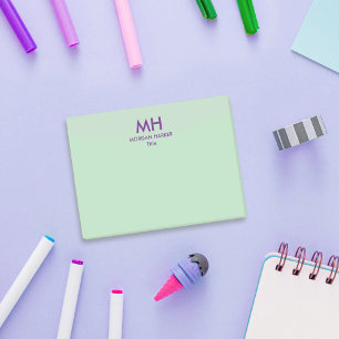 Green Purple Minimal Clean Initials Post-it Notes