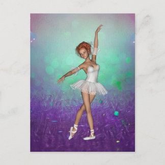 Green & Purple Painted Background & Ballerina Postcard