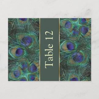 Green purple peacock Table number Postcard