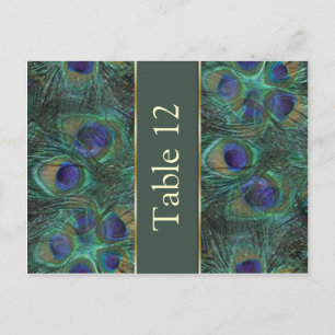 Green purple peacock Table number Postcard