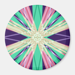 Green Purple Pink Beige Fractal Festive Snowflake Magnet