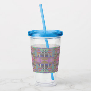 Green Purple Pink Geometric Acrylic Tumbler