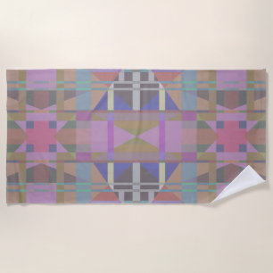 Green Purple Pink Geometric Beach Towel