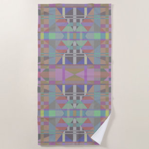 Green Purple Pink Geometric Beach Towel
