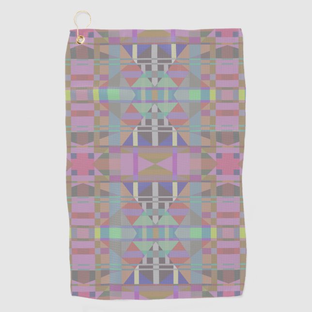 Green Purple Pink Geometric Golf Towel (Front)