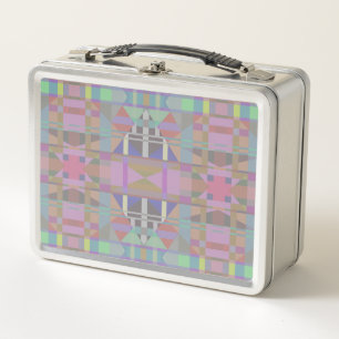 Green Purple Pink Geometric Metal Lunch Box