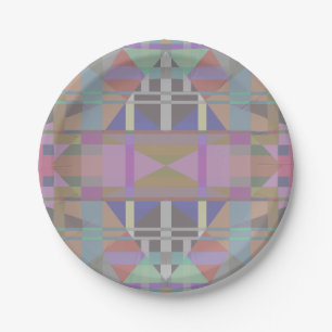 Green Purple Pink Geometric Paper Plate