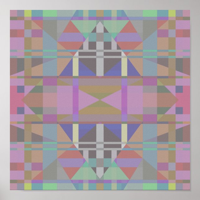 Green Purple Pink Geometric Poster (Front)