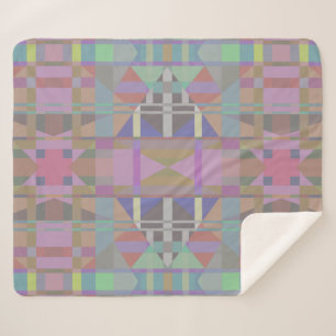 Green Purple Pink Geometric Sherpa Blanket