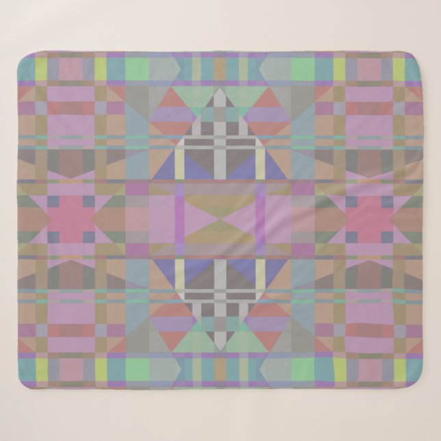Green Purple Pink Geometric Sherpa Blanket (Front (Horizontal))
